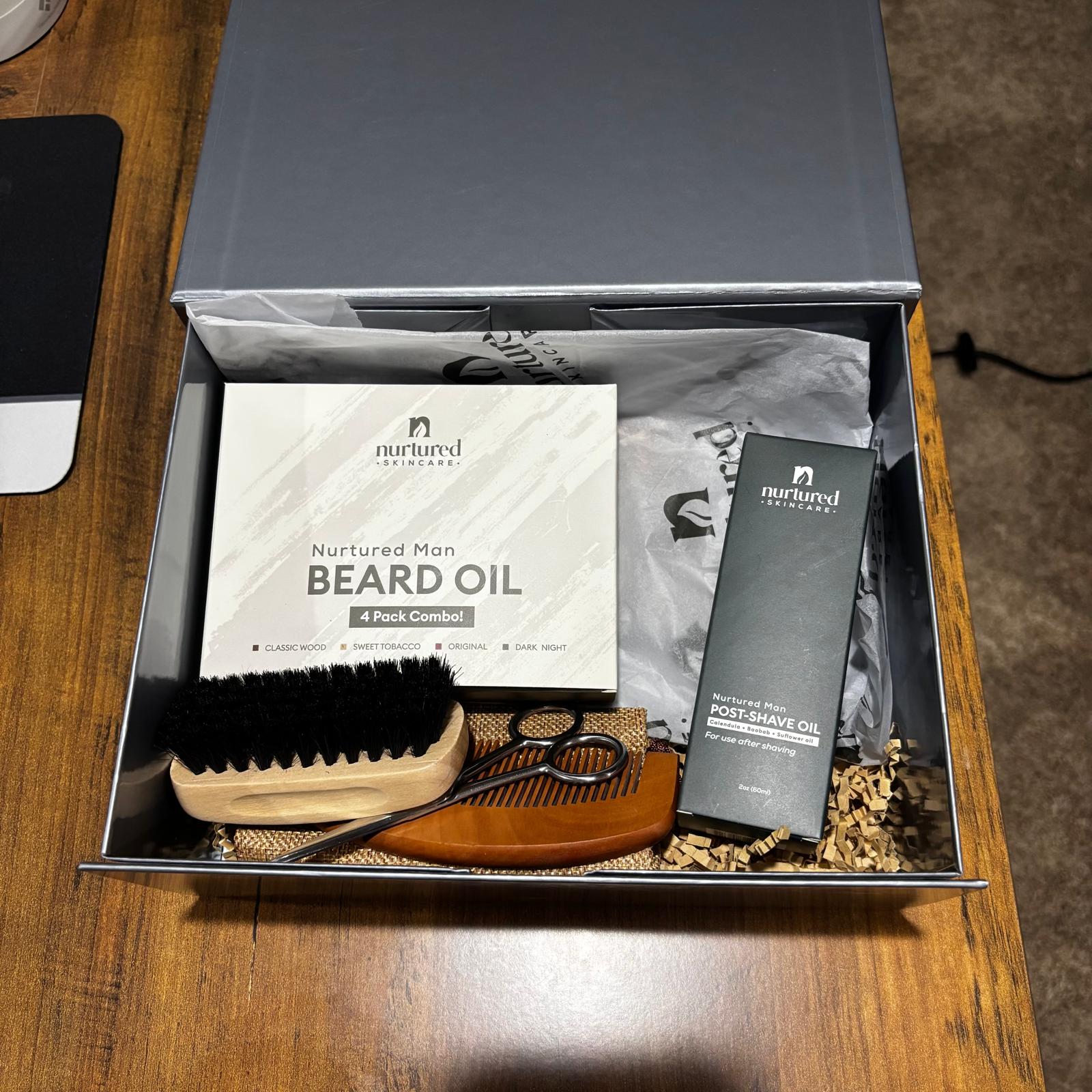 Nurtured Man beard oil and grooming gift box
